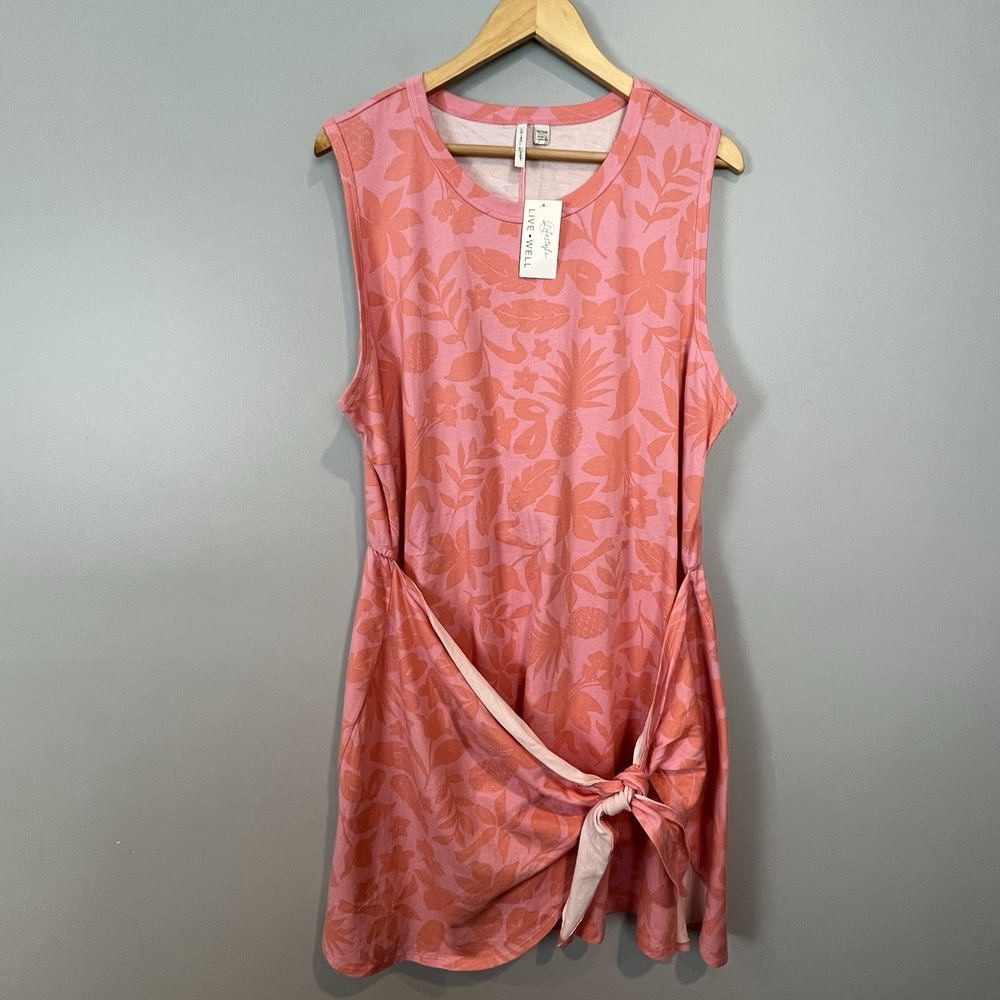 Cato Lifetime Pink Summer Dress Womens Size 18/20W Wrap Front Cruise Kawaii NWT